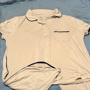 Stars Above Cream Pajama Set with Black Trim